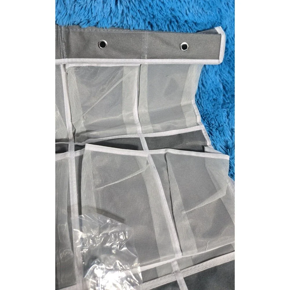 Destination Holiday Hanging Shoe Organizer Over-The-Door Pockets Gray Fabric